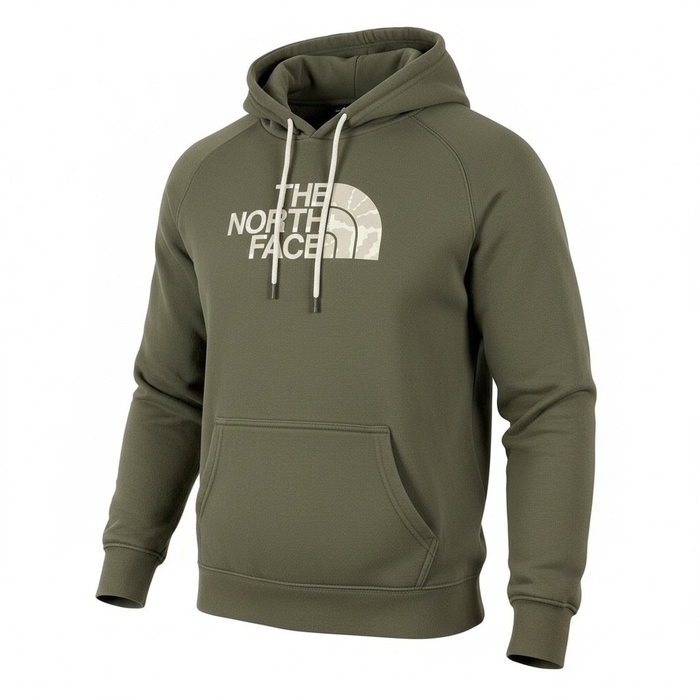 The North Face Womens Half Dome Hoodie Olive Green Camo Logo Pullover Large